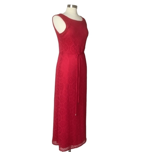 Vintage Y2K Babydoll Red Laced Maxi Dress Lined S - Picture 6 of 16